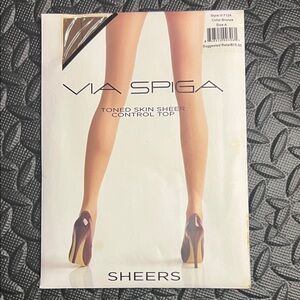 Via Spiga Sheer Toned Control Top Pantyhose - Bronze